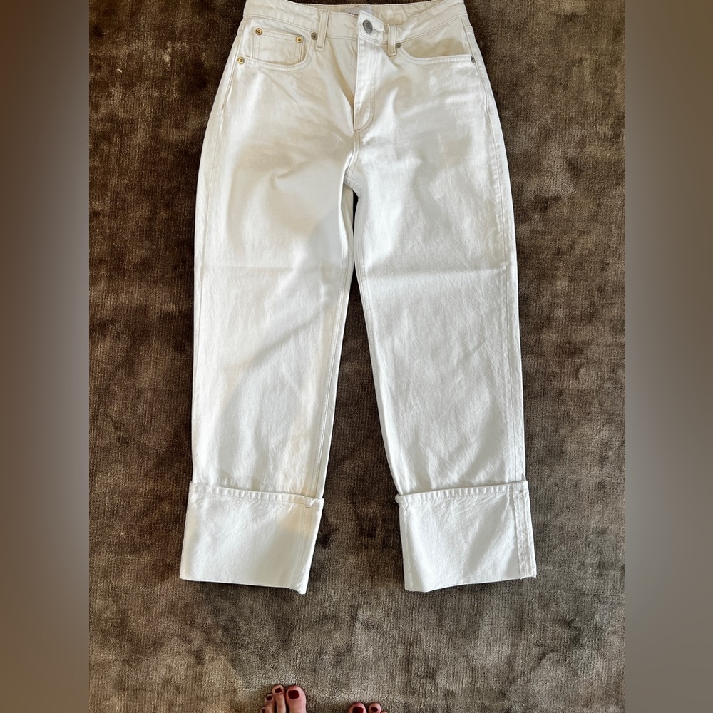 Zara Cuffed Wide Leg Natural Jean